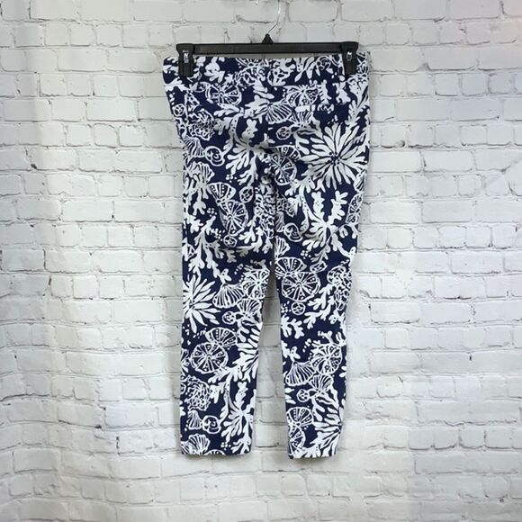 Lilly Pulitzer In the Groove Luxury Capri Pant Navy Seashell Nautical Print Sz 2 - Picture 5 of 9